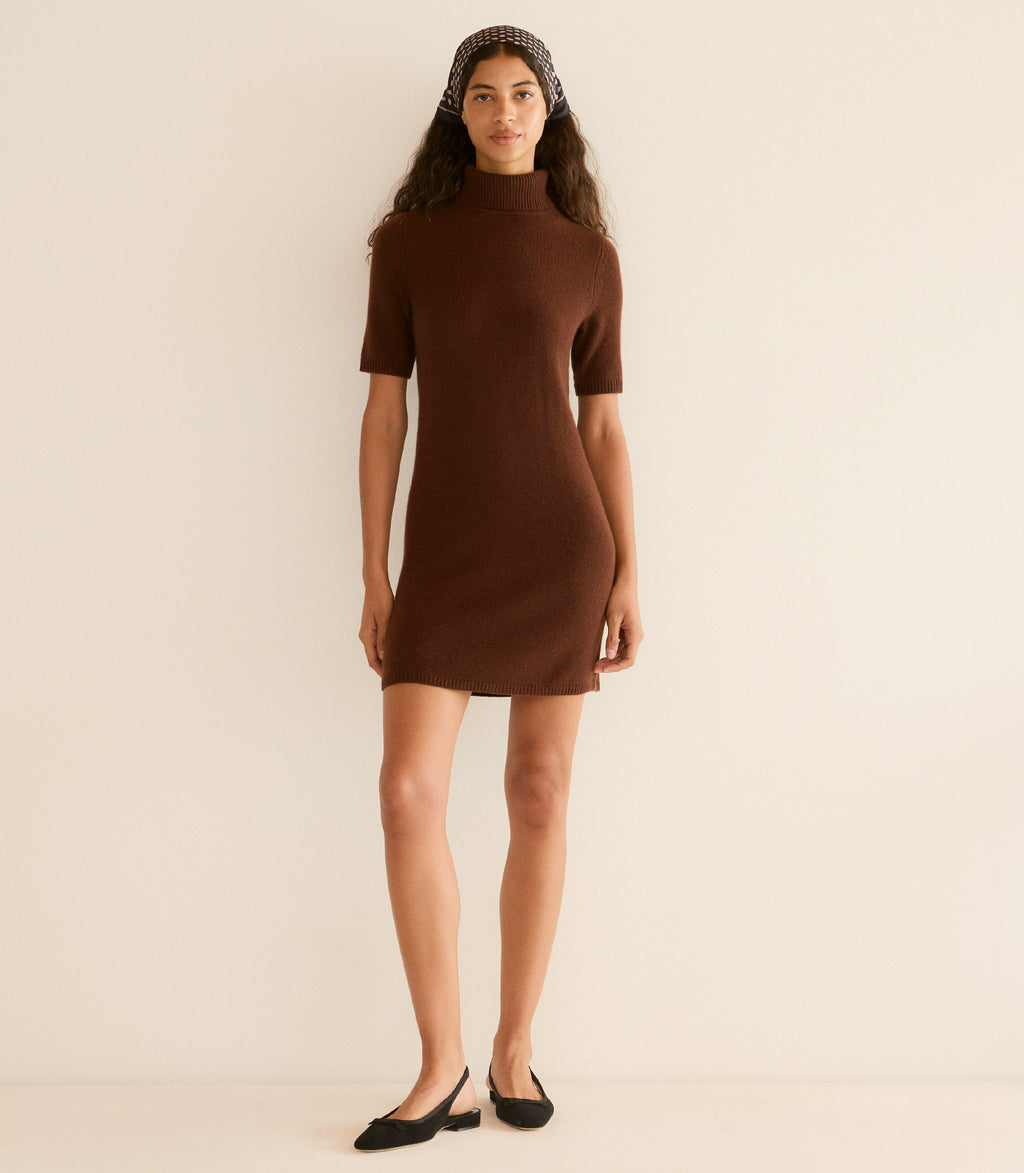AGATHE CASHMERE DRESS -- DARK UMBER