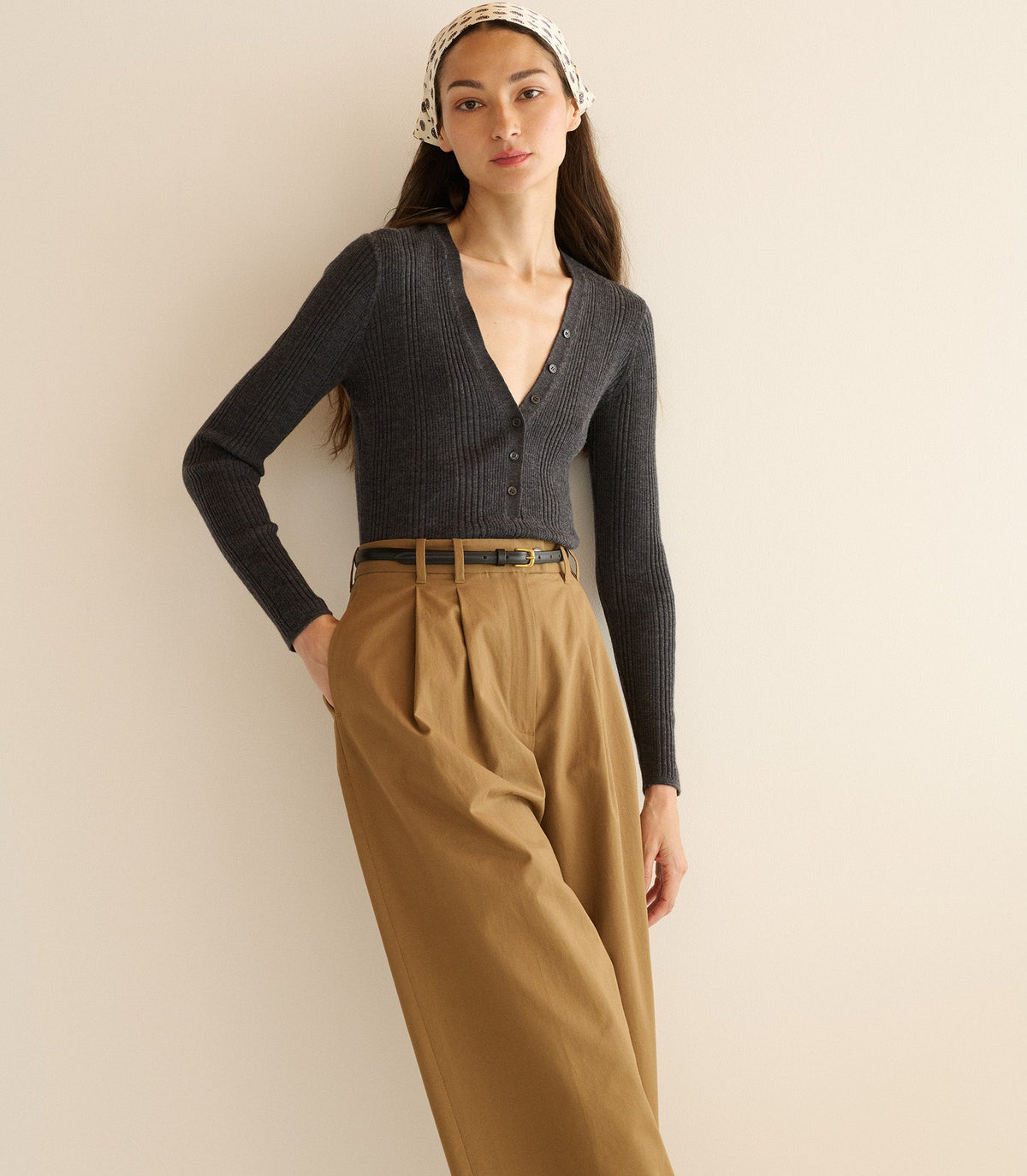 ALBANIE TOP -- CHARCOAL GREY