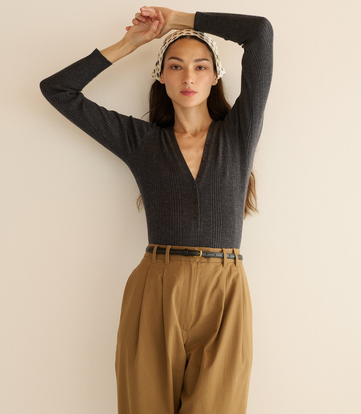 ALBANIE TOP -- CHARCOAL GREY