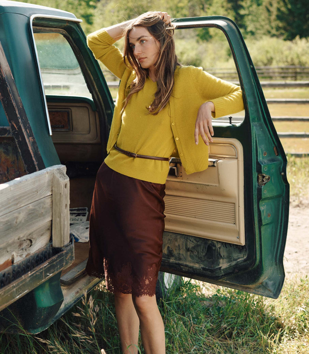 CAMERON CASHMERE CARDIGAN -- ANTIQUE MOSS