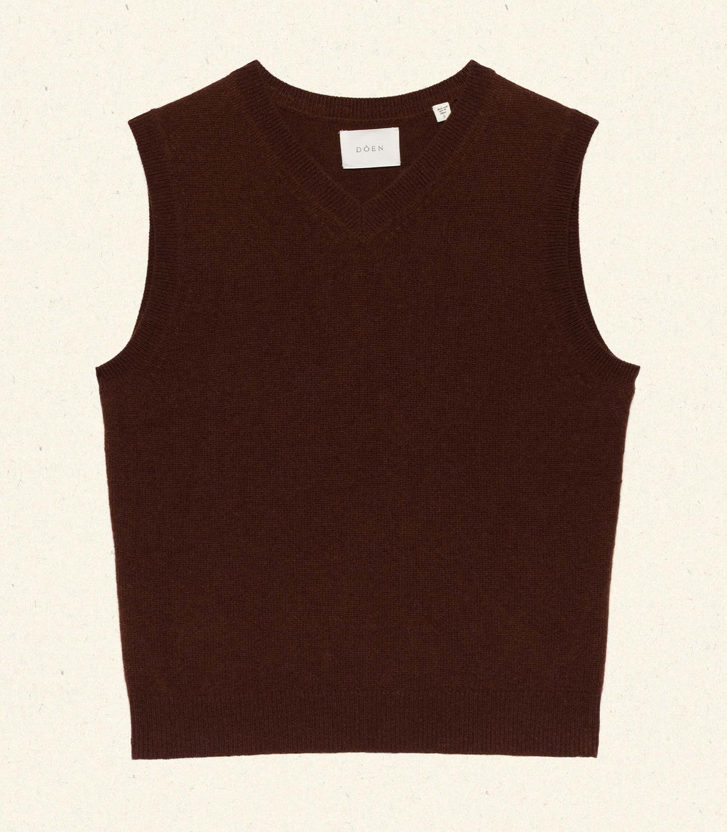 DAMIA CASHMERE VEST -- DARK UMBER