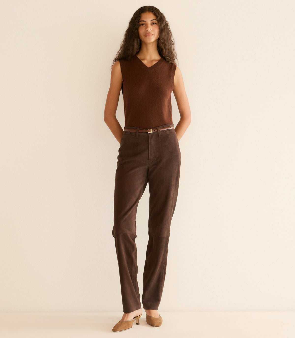 DAMIA CASHMERE VEST -- DARK UMBER