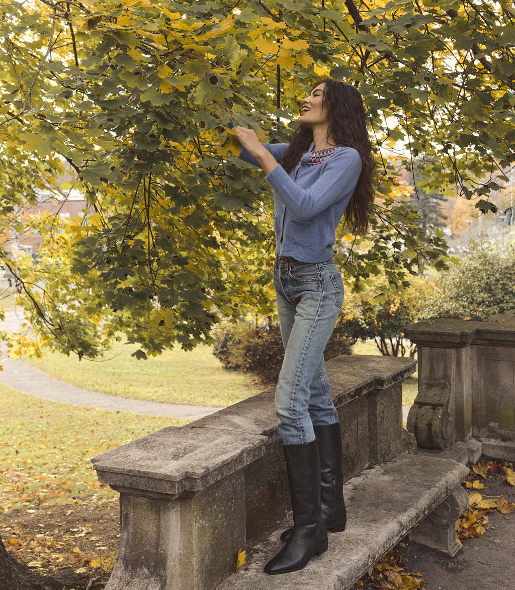 ELLIOT CASHMERE CARDIGAN -- VASHON JACQUARD