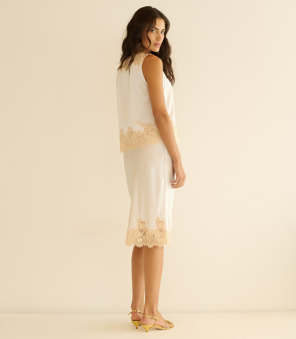 ELOWETTE SKIRT -- SALT AND PEACH LACE