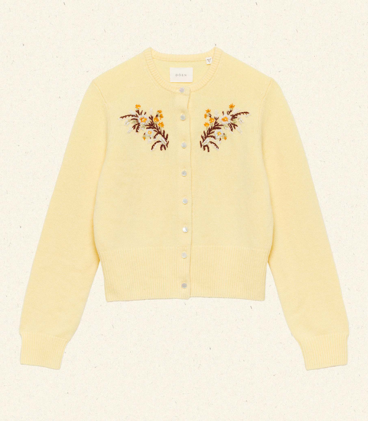 FAIRCHILD CASHMERE CARDIGAN -- BUTTERCUP FLORAL EMBROIDERY
