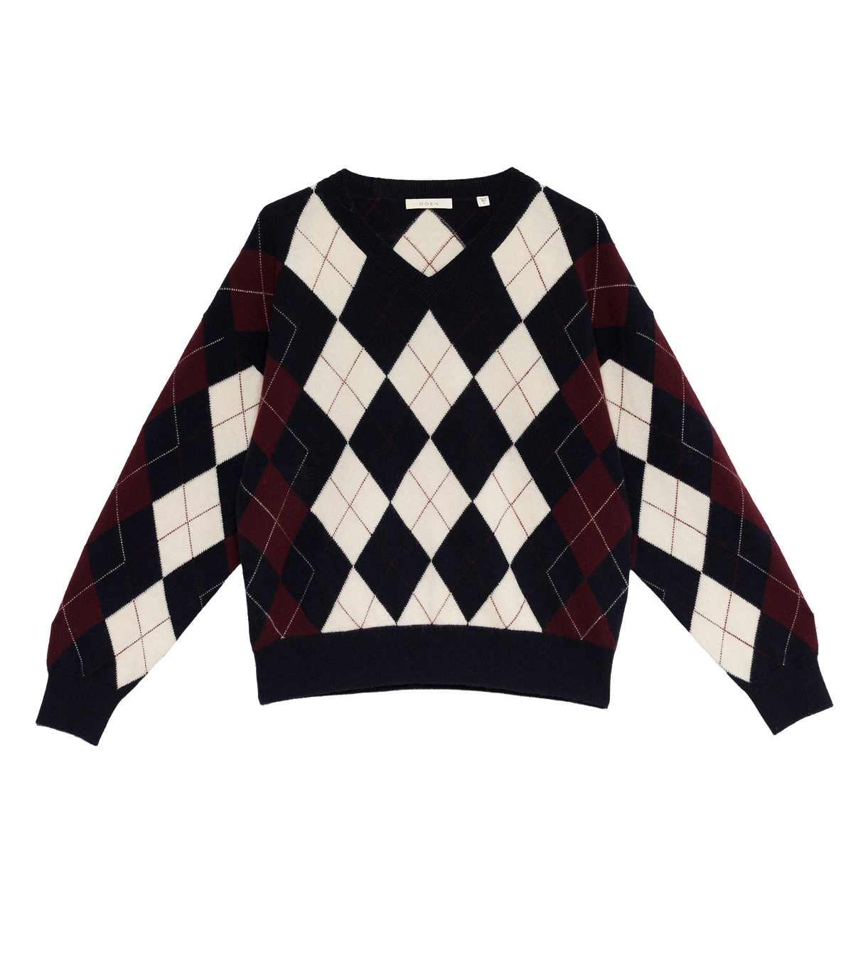 HARLEQUIN CASHMERE SWEATER -- NAVY ARGYLE