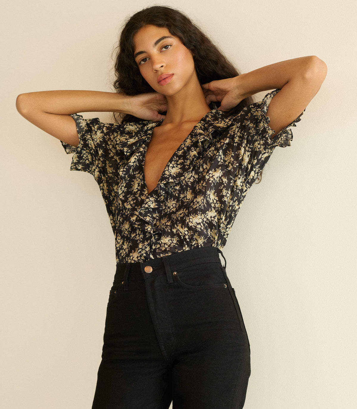 HENRI TOP -- NOIR ROSIER FLORAL