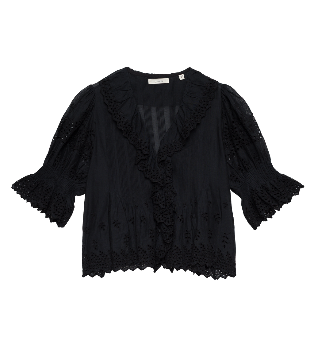 HENRI TOP -- BLACK EYELET