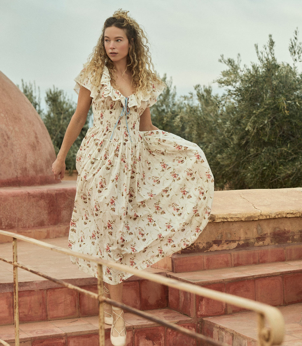 ILLIANA DRESS -- BLANC PRAIRIE ROSE