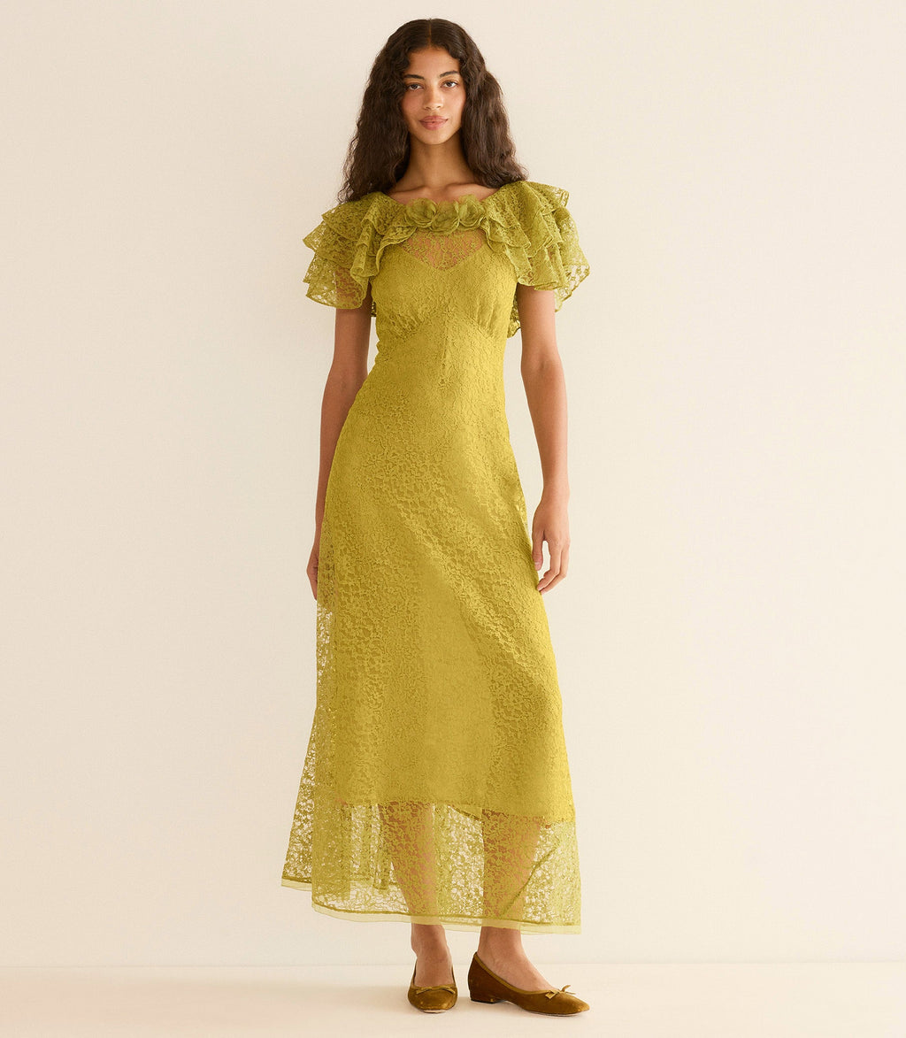 NEVARA DRESS -- GREEN TEA