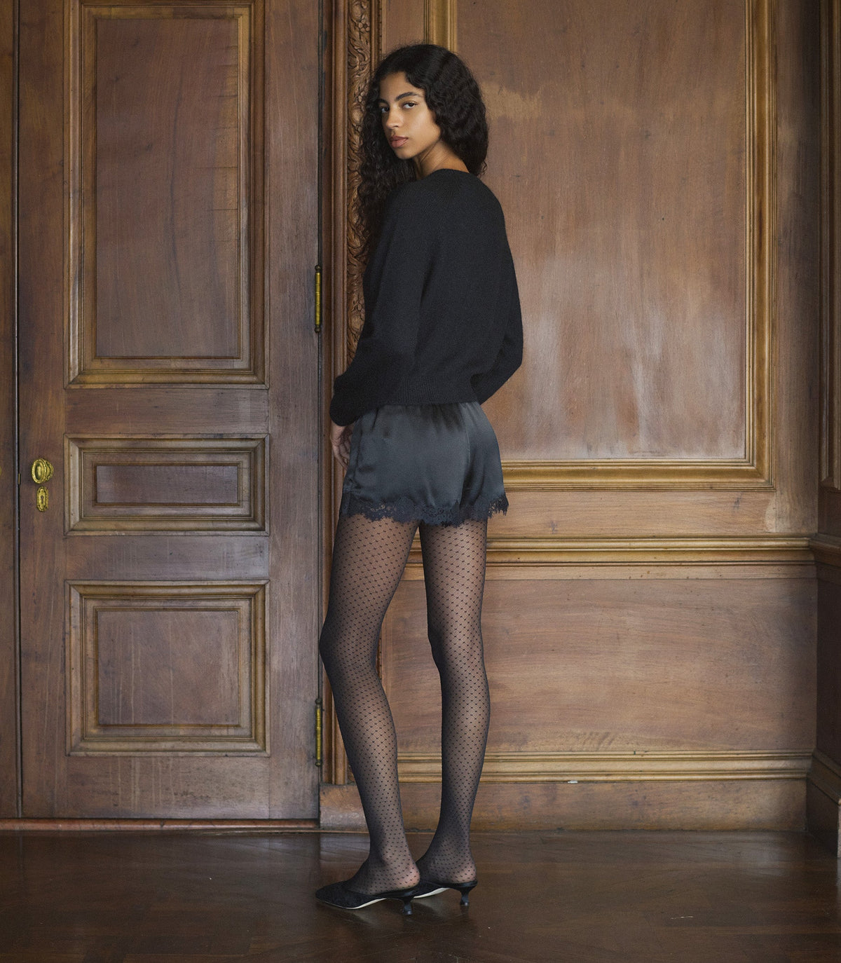 PETRA CRYSTAL CARDIGAN -- BLACK