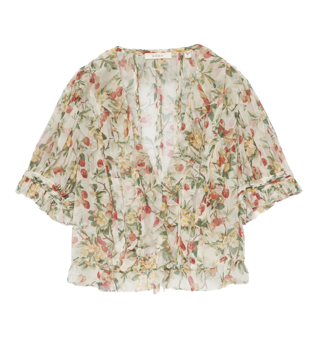SALONA TOP -- CERISE ET FLEUR