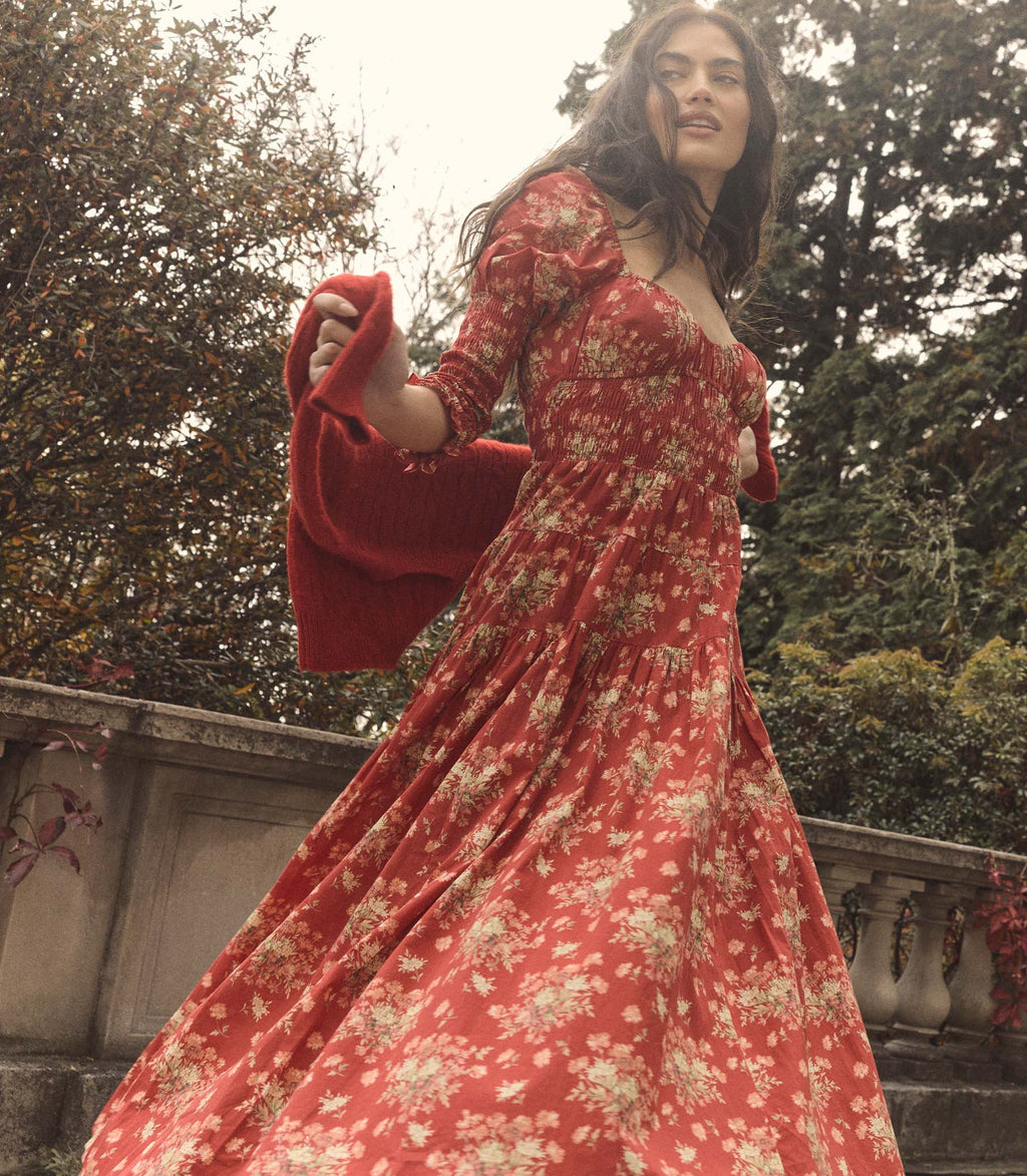 SERAPHINA DRESS -- ROSSO LANTANA FLORAL