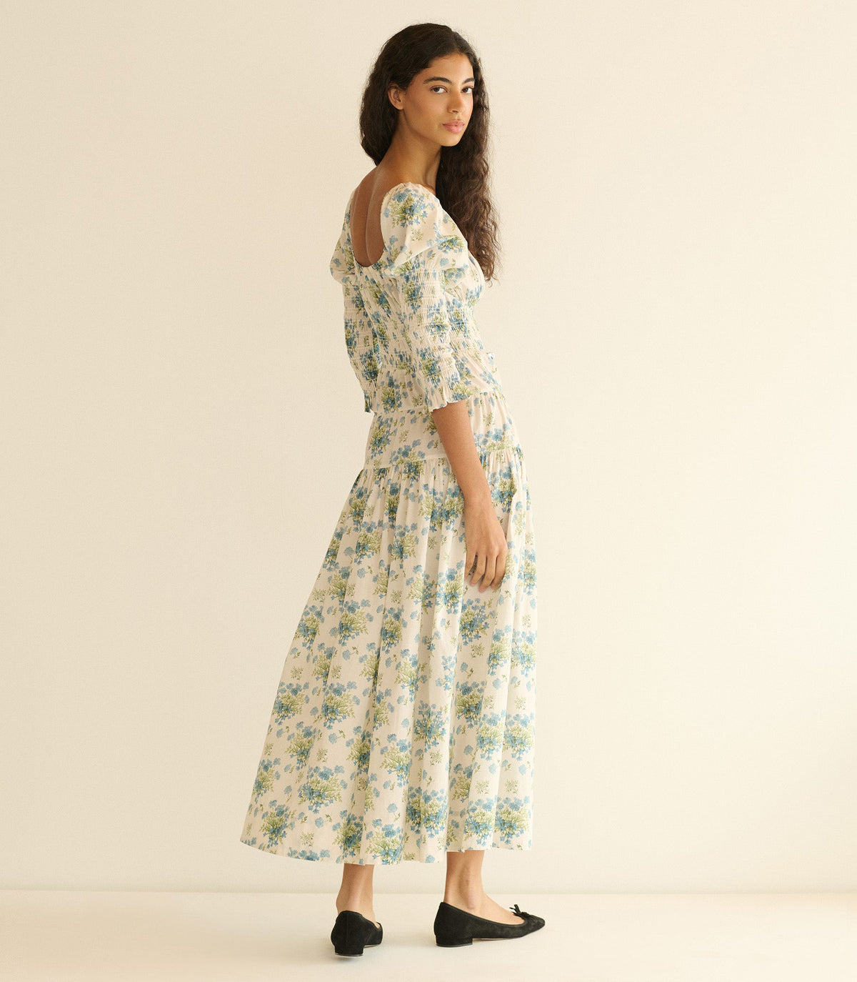 SERAPHINA DRESS -- CRÈME LANTANA FLORAL