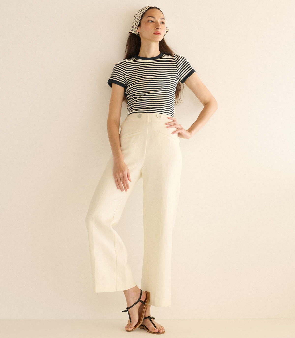 VIVI TEE -- BLACK NANTUCKET STRIPE